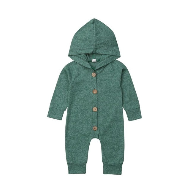 Green Hooded Romper Long Sleeve