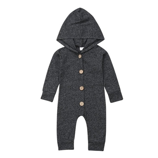 Charcoal Hooded Romper Long Sleeve