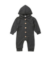 Dark Grey Hooded Romper Long Sleeve