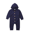 Navy Hooded Romper Long Sleeve