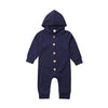 Navy Hooded Romper Long Sleeve