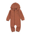 Rusty Red Hooded Romper Long Sleeve