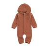 Rusty Red Hooded Romper Long Sleeve