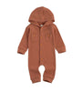 Rusty Red Hooded Romper Long Sleeve