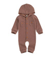 Mauve Hooded Romper Long Sleeve