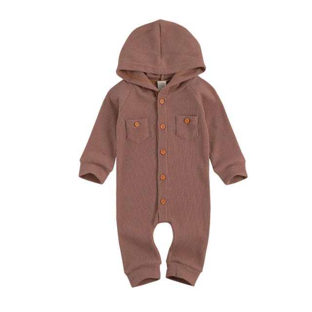 Mauve Hooded Romper Long Sleeve