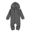 Smoke Grey Hooded Romper Long Sleeve