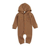 Brown Hooded Romper Long Sleeve