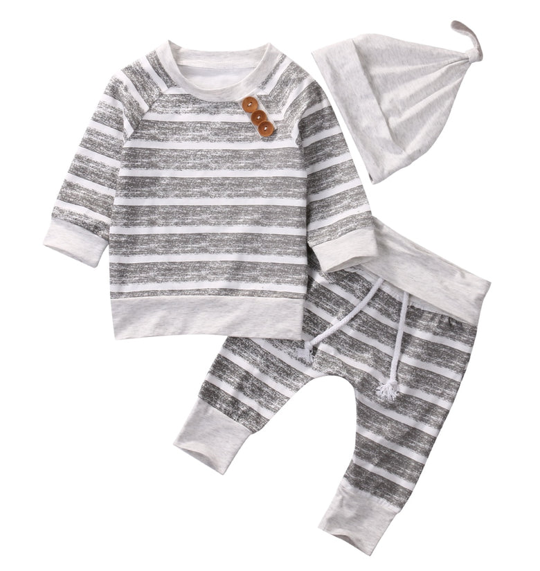3 Piece Long Sleeve Striped Set