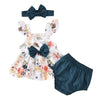 Floral Print Fly Sleeve Bowknot Dress