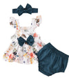 Floral Print Fly Sleeve Bowknot Dress