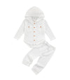 Waffle Long Sleeve Hooded Romper