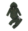 Forest Green Waffle Long Sleeve Hooded Romper