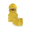 Yellow Sleeveless Hooded Patch Shorts