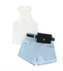 Blue Belted Short Set